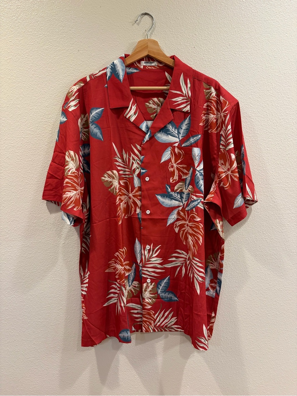 3/$15  Red Tropical Short-Sleeve Button-Down Shirt